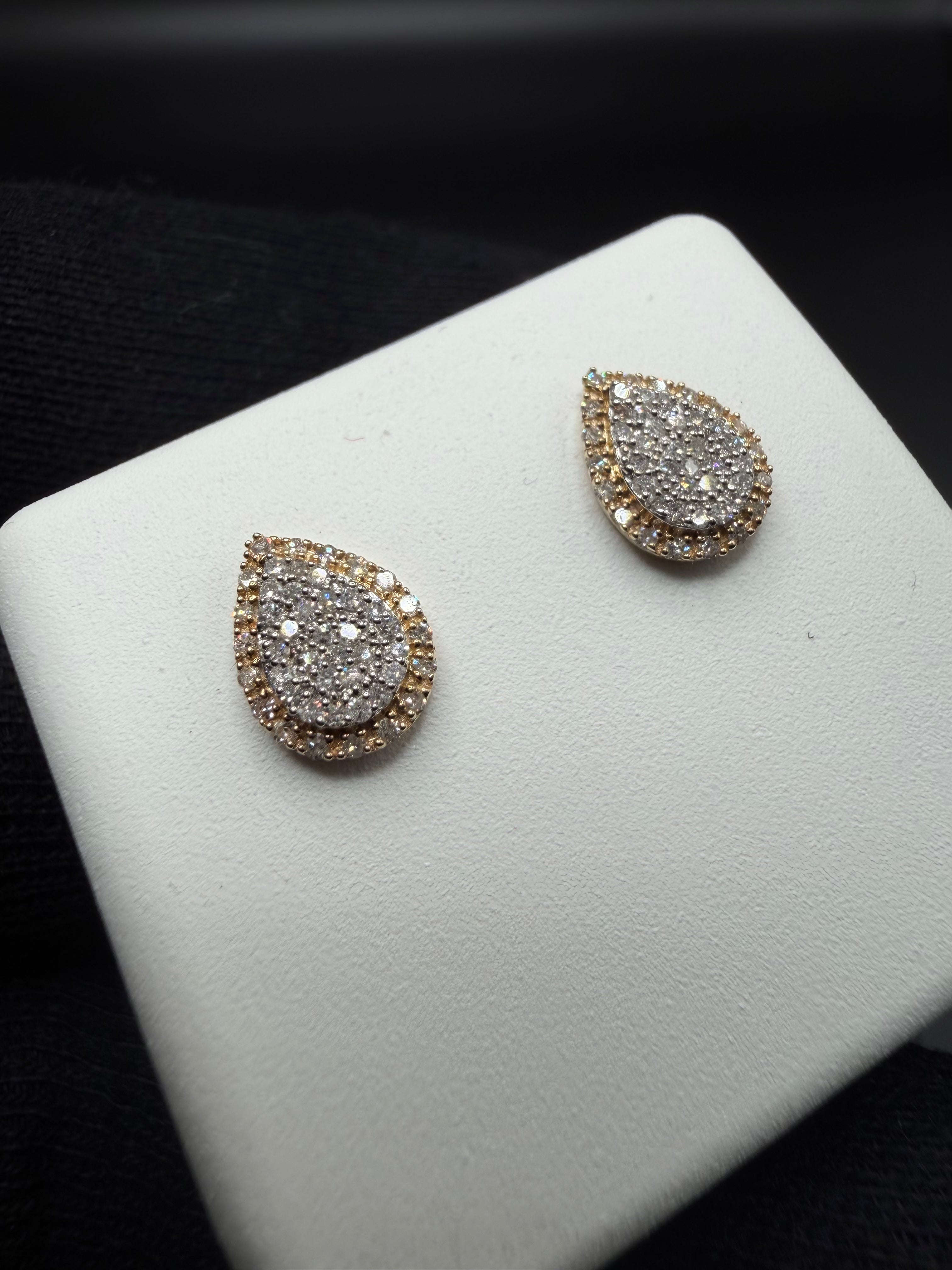 Aretes de oro 10k con diamantes naturales