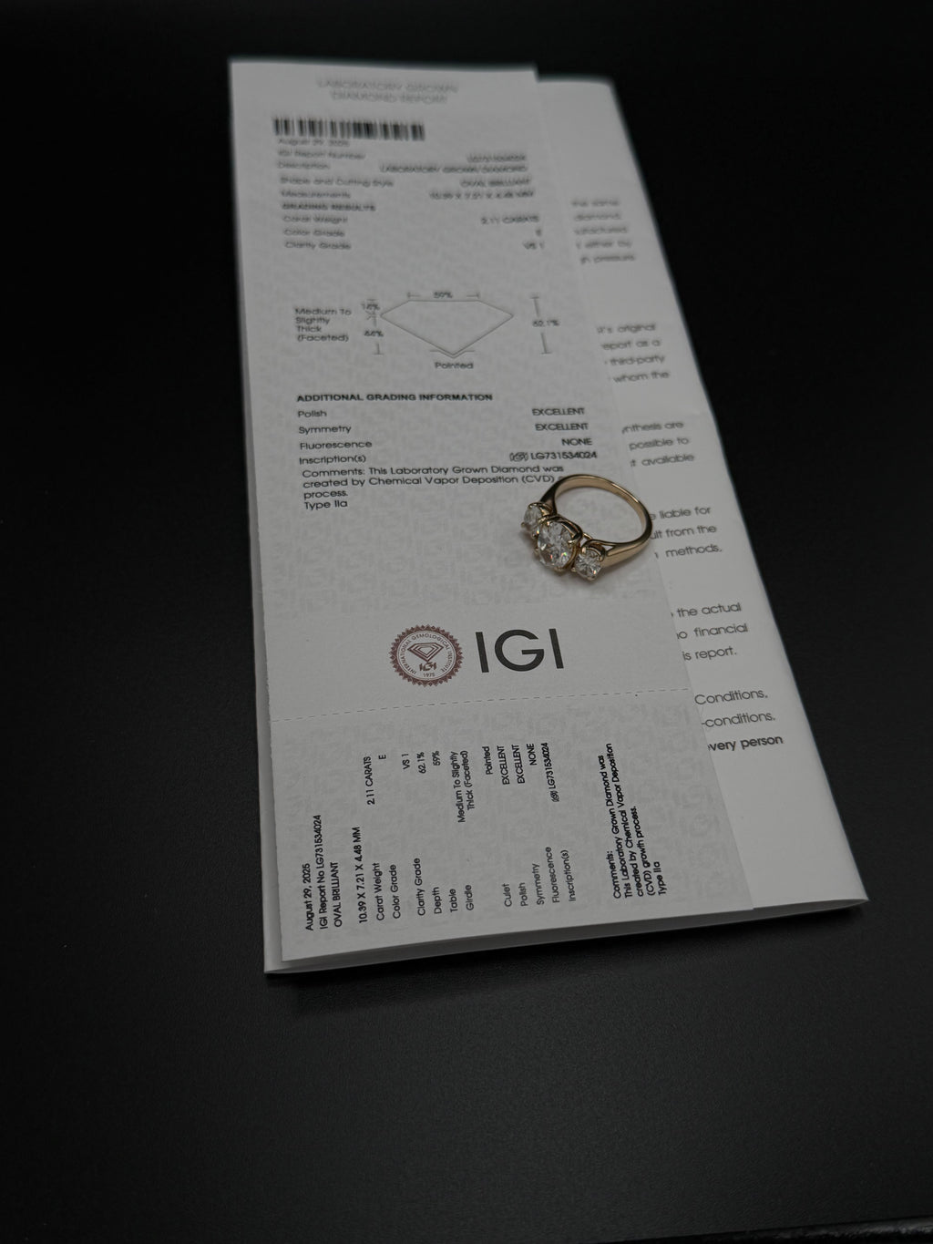 14k Lab diamond 2.11ct